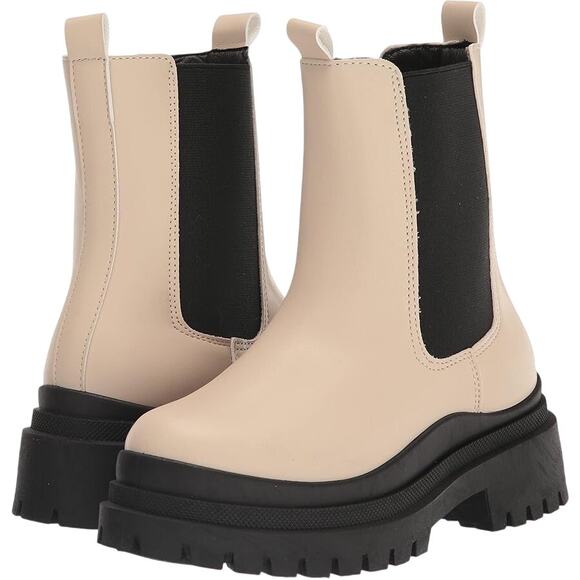Yoki Women's Ankle Rain Boots Size 7 Cream with Black Accents Water-Resistant - Picture 2 of 10